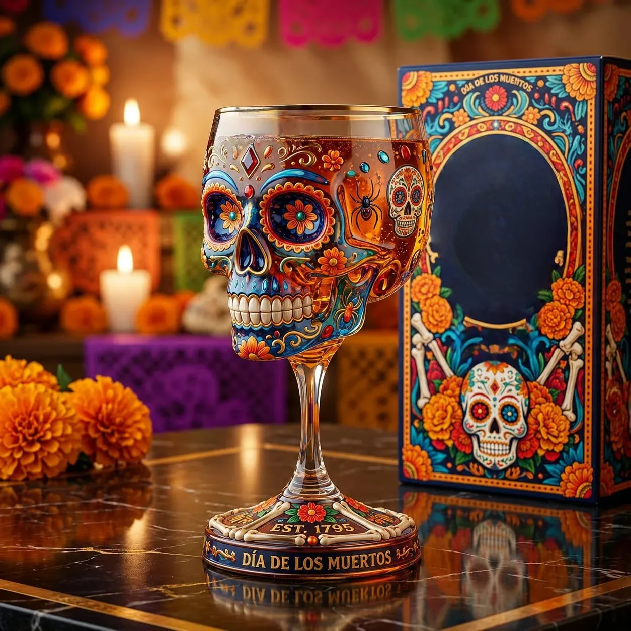 Day of the Dead Collector Goblet – Limited Edition Art Glass - Buy 1